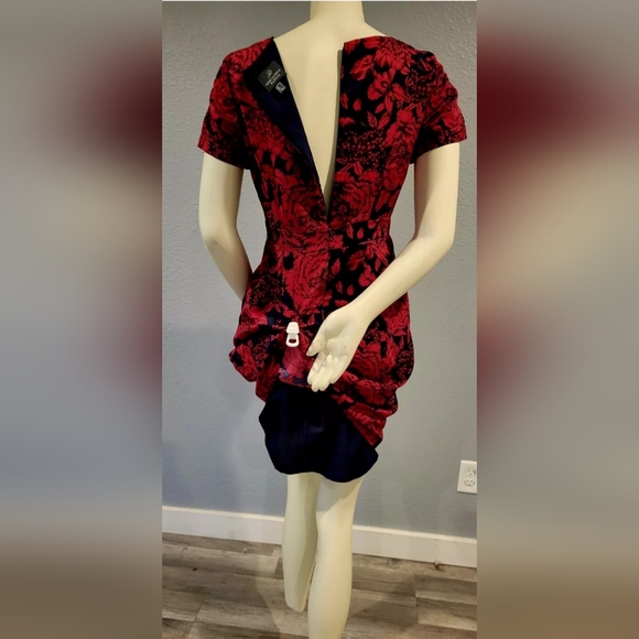 Adrianna Papell Women’s Embellished Waist Jacquard Sheath Dress Cherry Navy 🍒 4 - Picture 5 of 11